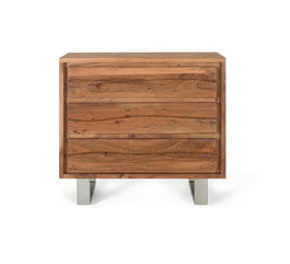 GINER Y COLOMER Commode à trois tiroirs en bois d'acacia et métal